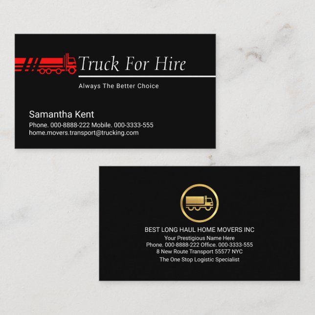 Truck Transport Line Trucking Trucker Business Card (Front/Back)