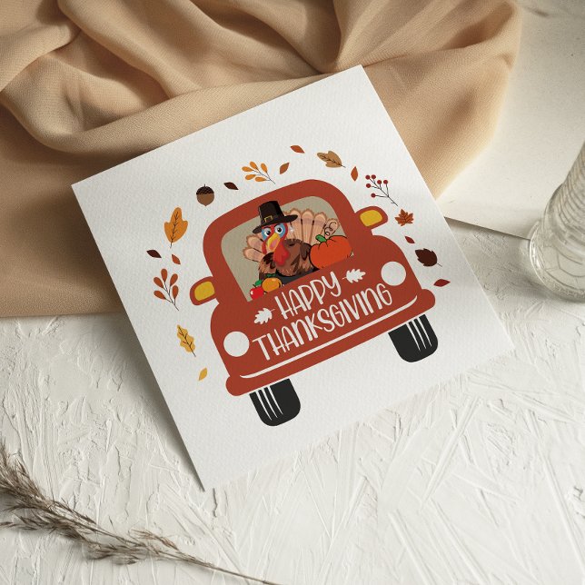 Truck Turkey Cute Happy Thanksgiving card (Creator Uploaded)