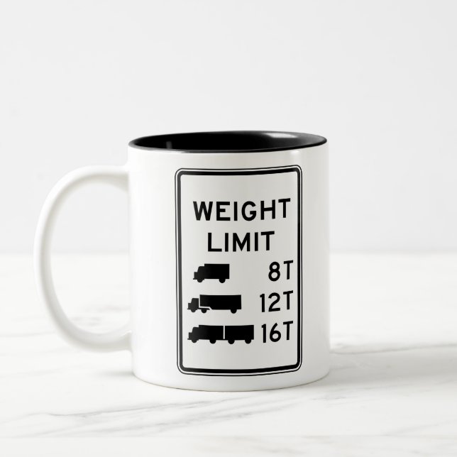 Truck Weight Limit Road Sign Two-Tone Coffee Mug (Left)