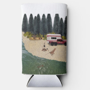 Truck with Camper in the Forest River Camping Spot Seltzer Can Cooler