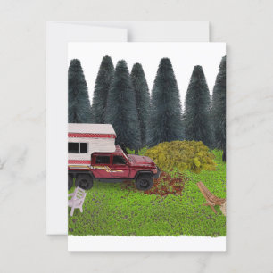 Truck with Camper in the Woods Camping Spot Postcard