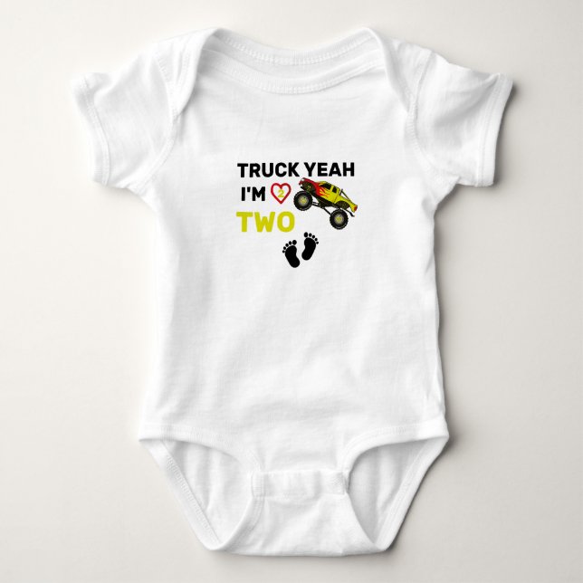 Truck Yeah I'm Two Birthday tee, 2nd Birthday tee (Front)