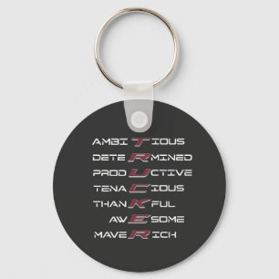 Trucker Acrostic Professional Traits Strength Key Ring