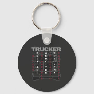 Trucker Acrostic Tireless Resistant Unstoppable Key Ring
