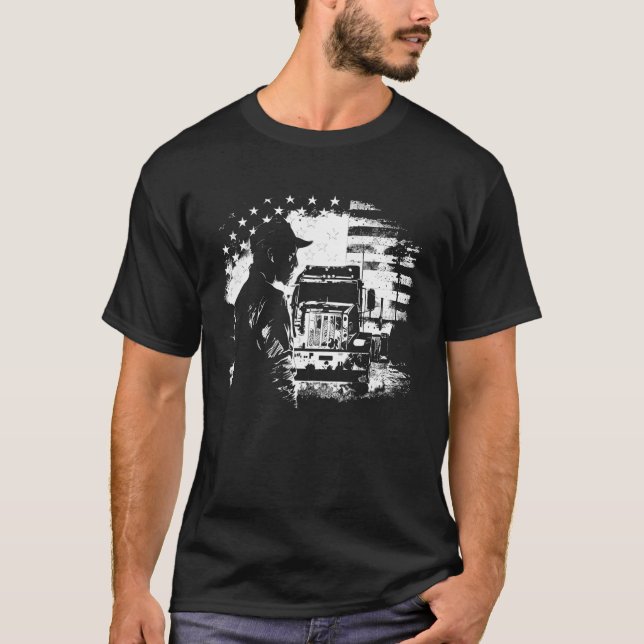 trucker American Big Rigs Diesel Truck Driver 35 T-Shirt (Front)