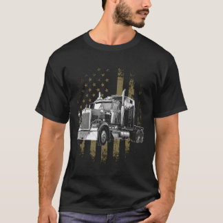 Trucker American Flag Big Rig Semi-Trailer Truck D T-Shirt