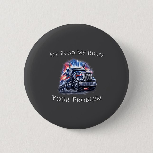Trucker American Flag Truck Driver  6 Cm Round Badge (Front)