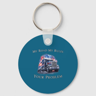 Trucker American Flag Truck Driver  Key Ring