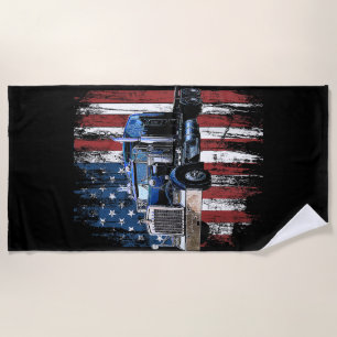Trucker American Flag Truck Driver Truck Driver Gi Beach Towel