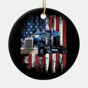 Trucker American Flag Truck Driver Truck Driver Gi Ceramic Ornament