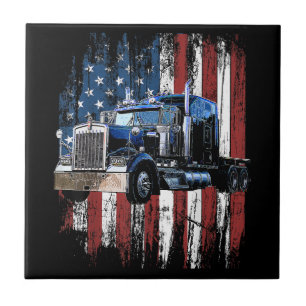 Trucker American Flag Truck Driver Truck Driver Gi Ceramic Tile
