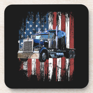 Trucker American Flag Truck Driver Truck Driver Gi Coaster