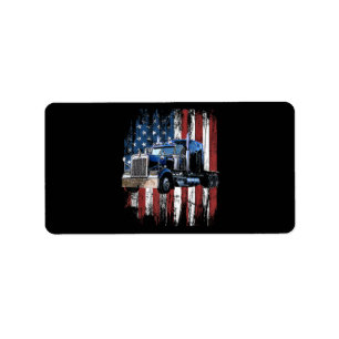 Trucker American Flag Truck Driver Truck Driver Gi Label