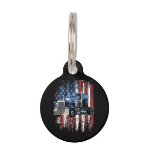 Trucker American Flag Truck Driver Truck Driver Gi Pet Tag