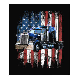 Trucker American Flag Truck Driver Truck Driver Gi Photo Print