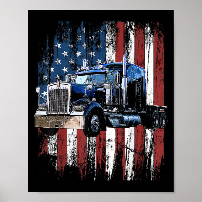 Trucker American Flag Truck Driver Truck Driver Gi Poster (Front)