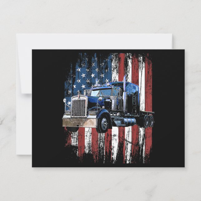 Trucker American Flag Truck Driver Truck Driver Gi Thank You Card (Front)