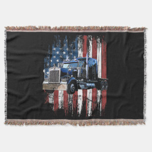 Trucker American Flag Truck Driver Truck Driver Gi Throw Blanket