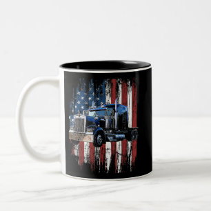 Trucker American Flag Truck Driver Truck Driver Gi Two-Tone Coffee Mug