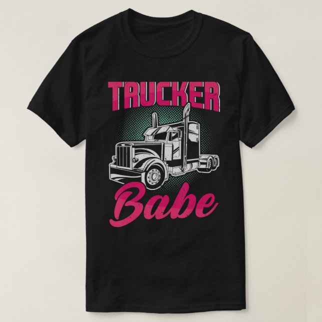 Trucker Babe Female Truck Driver Woman Trucker T-S T-Shirt (Design Front)