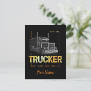 Trucker Born To Be Truck Retro Driver Vintage Postcard