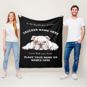 Trucker Bull Dog Gift Blanket (Personalised Gift)
