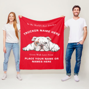 Trucker Bull Dog Gift Blanket (Personalised Gift)