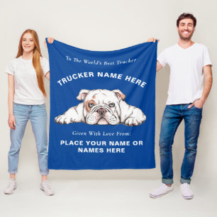 Trucker Bull Dog Gift Blanket (Personalised Gift)