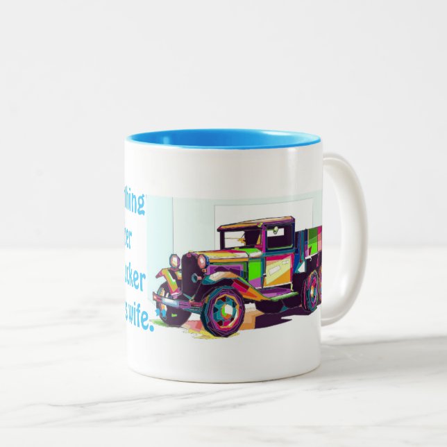 Trucker By Choice Two-Tone Coffee Mug (Front Right)