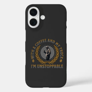 Trucker Coffee Cup Strong Road Power Male iPhone 16 Case