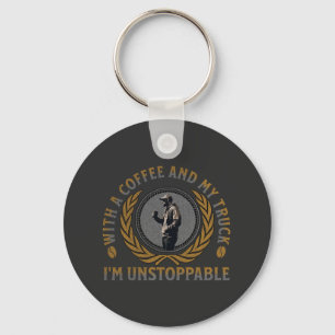Trucker Coffee Cup Strong Road Power Male Key Ring