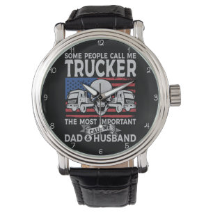 Trucker, Dad, Husband, American Skull Watch