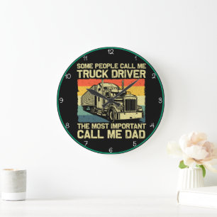 Trucker Dad: Most Important Call Large Clock