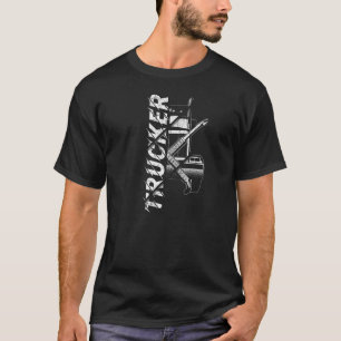 Trucker Diesel Truck With Crossed Exhaust Stacks T T-Shirt