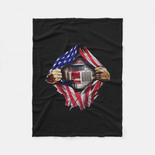 Trucker Driver American Flag Truck Fleece Blanket