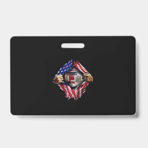 Trucker Driver American Flag Truck ID Badge