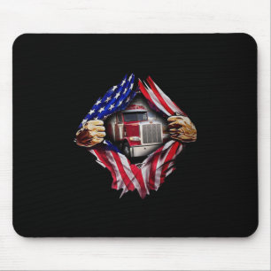 Trucker Driver American Flag Truck Mouse Pad