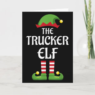 Trucker Elf Family Matching Group Christmas  Card