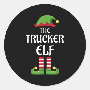 Trucker Elf Family Matching Group Christmas Classic Round Sticker