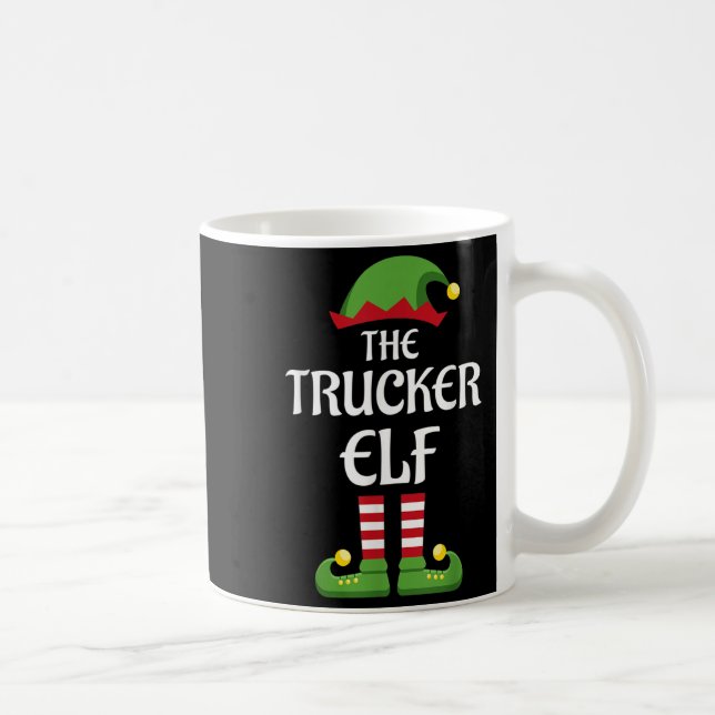 Trucker Elf Family Matching Group Christmas  Coffee Mug (Right)