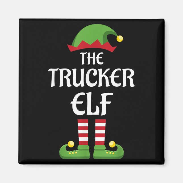 Trucker Elf Family Matching Group Christmas  Magnet (Front)