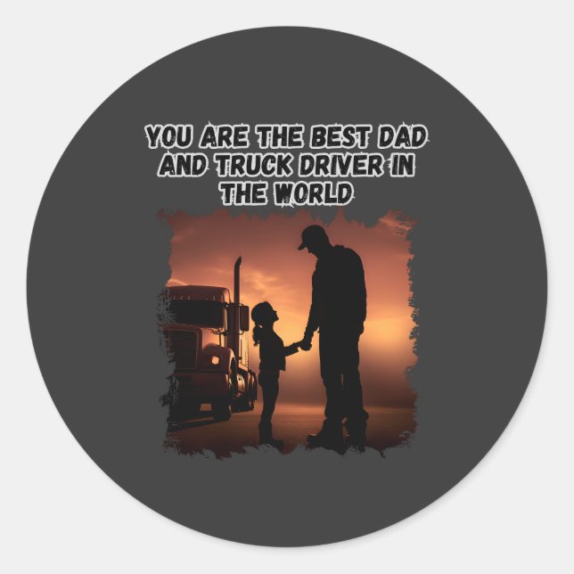 Trucker Father Daughter Bond Family Road Love Classic Round Sticker (Front)