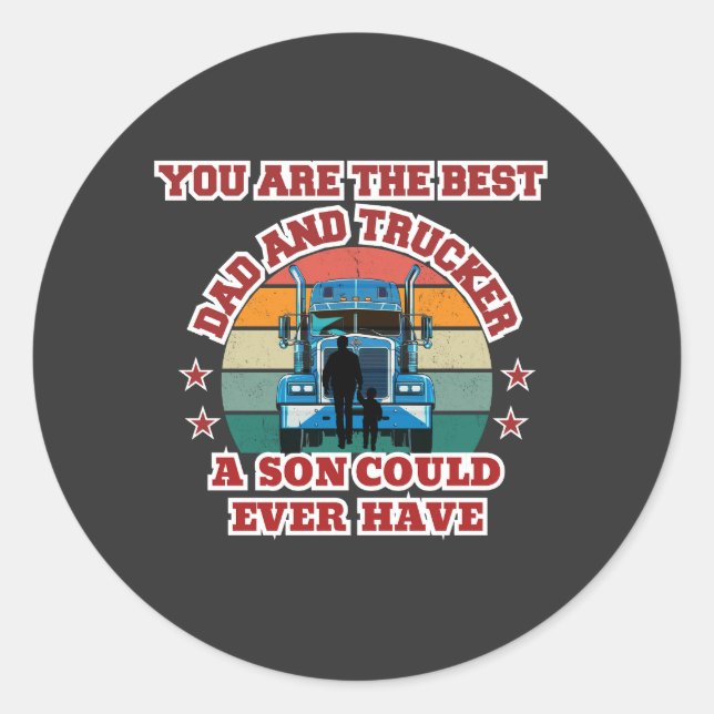 Trucker Father Son Bond Road Family Love Design Classic Round Sticker (Front)