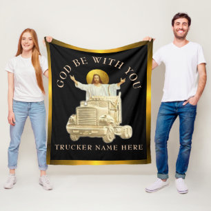 Trucker "GOD BE WITH YOU" Personalised Gift Fleece Blanket