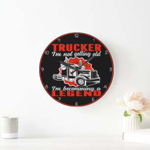Trucker Grandfather: Grandchildren's Best Legend Large Clock
