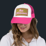 Trucker Hat<br><div class="desc">Show your cool with this pink trucker's hat with faux gold glitter that reads "pure delishousness". It's great for "bad hair" days. Customise it to make the words read what you wish.</div>