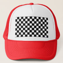 trucker hat - black & white checkers