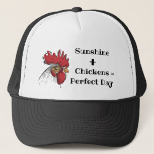 Trucker Hat-Chicken Sunshine+Chickens=Perfect Day Hat