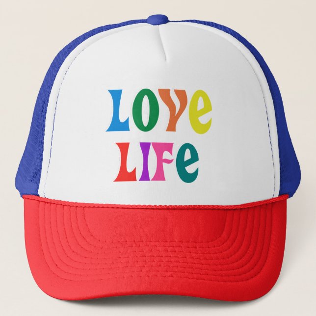 Trucker Hat Love Life Hippie Style (Front)