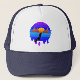 Trucker Hat, Retro Mountain, Sunset, Roadtrip Hat